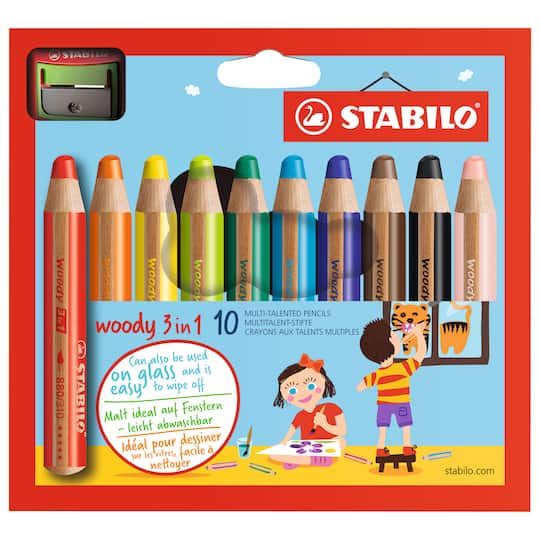 STABILO Woody 3-in-1 Set, 10 Colors